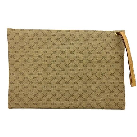 Authentic GUCCI Micro GG Logo Wristlet Cosmetic Pouch Bag Beige - Picture 4 of 7
